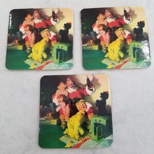 vintage Coca-Cola Santa Claus Christmas coasters set of 3